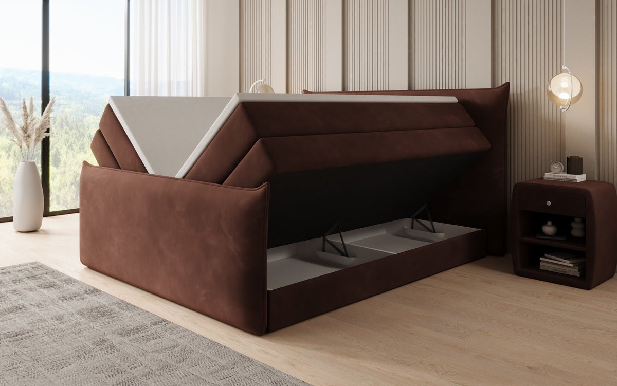 Boxspringbett Liana II mit hochklappbarem Stauraum in Samt