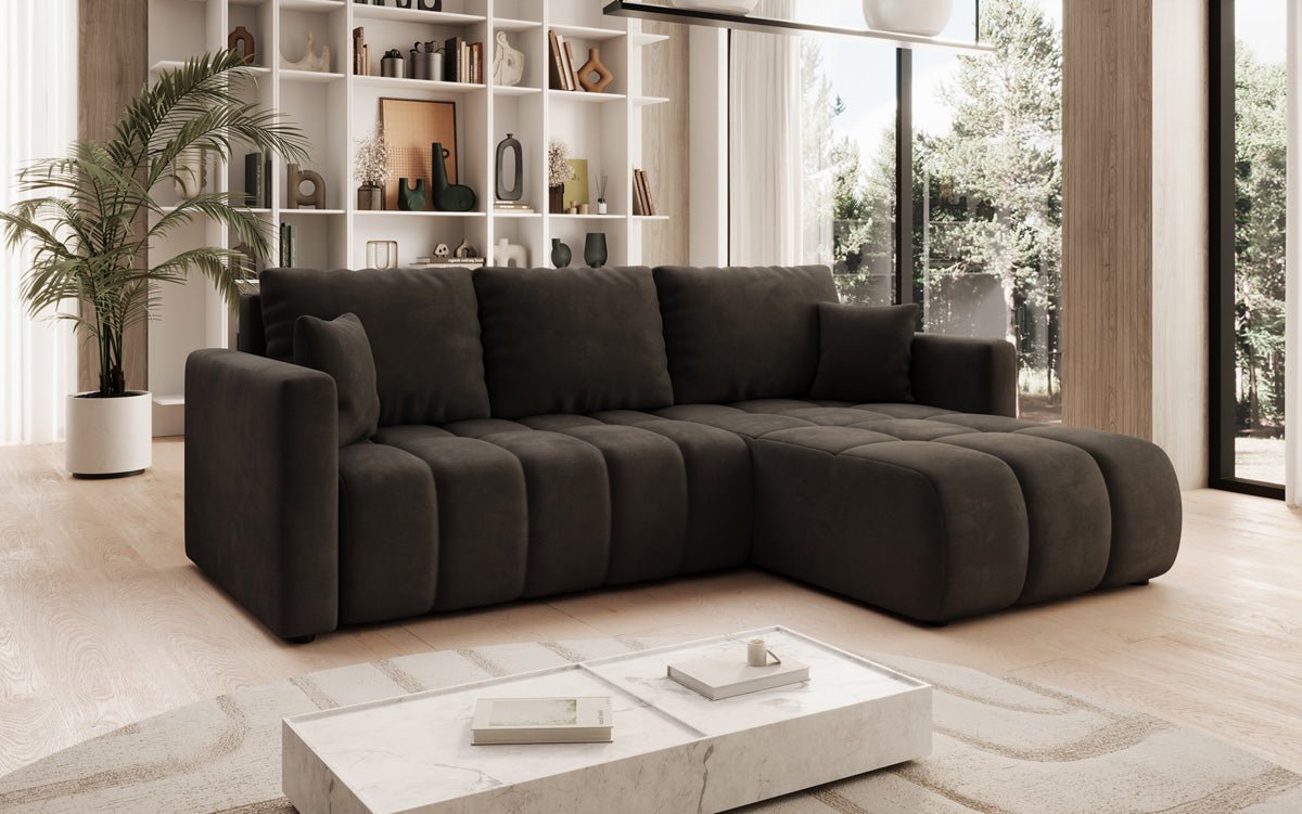 Designer Sofa Beatrice L mat Schloof- a Klappfunktioun a Samt