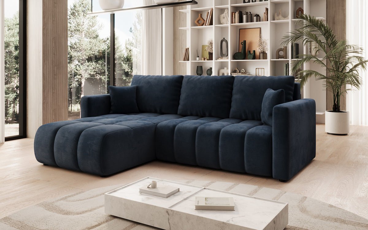 Designer Sofa Beatrice L mat Schloof- a Klappfunktioun a Samt