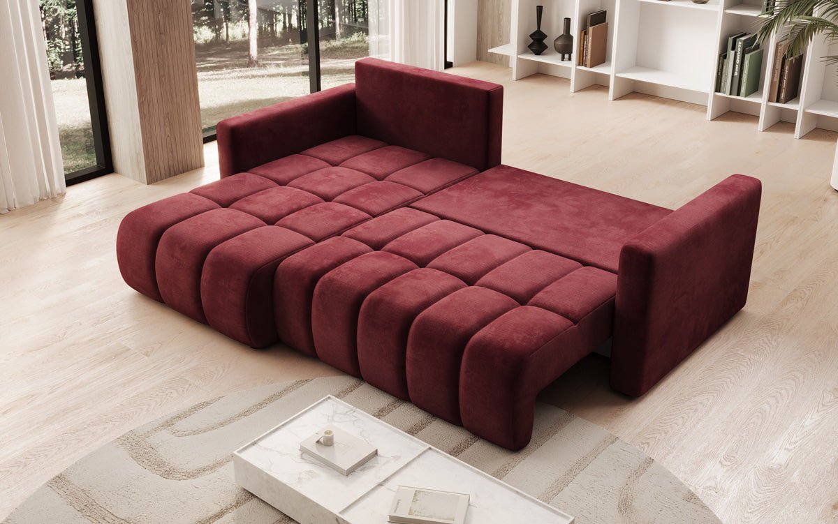 Designer Sofa Beatrice L mat Schloof- a Klappfunktioun a Samt