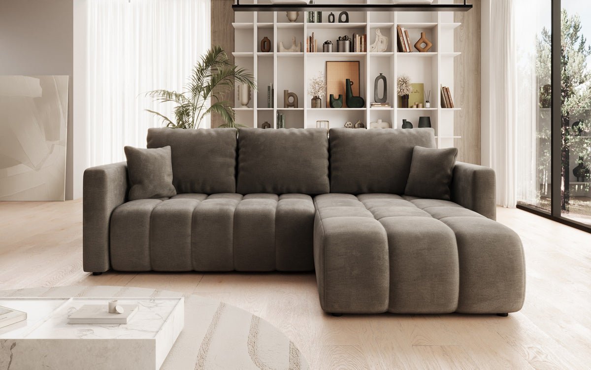 Designer Sofa Beatrice L mat Schloof- a Klappfunktioun a Samt
