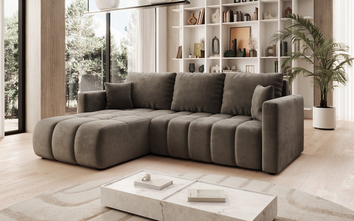 Designer Sofa Beatrice L mat Schloof- a Klappfunktioun a Samt