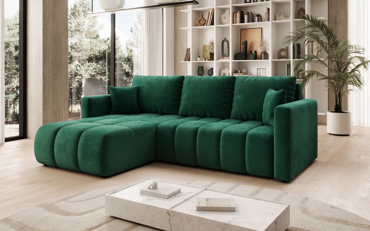 Designer Sofa Beatrice L mat Schloof- a Klappfunktioun a Samt