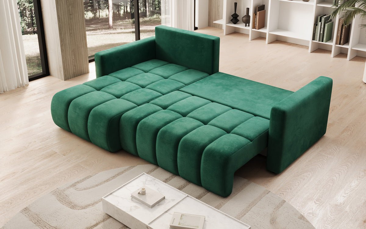 Designer Sofa Beatrice L mat Schloof- a Klappfunktioun a Samt