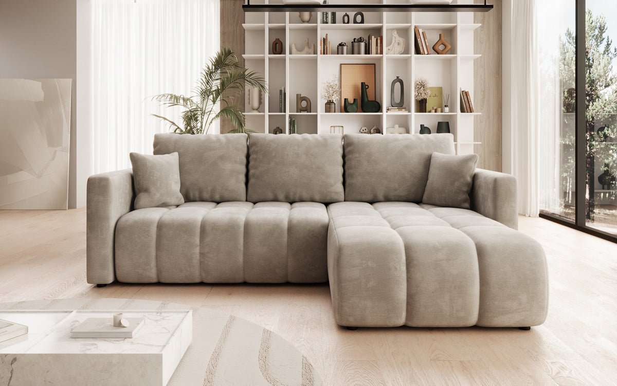 Designer Sofa Beatrice L mat Schloof- a Klappfunktioun a Samt