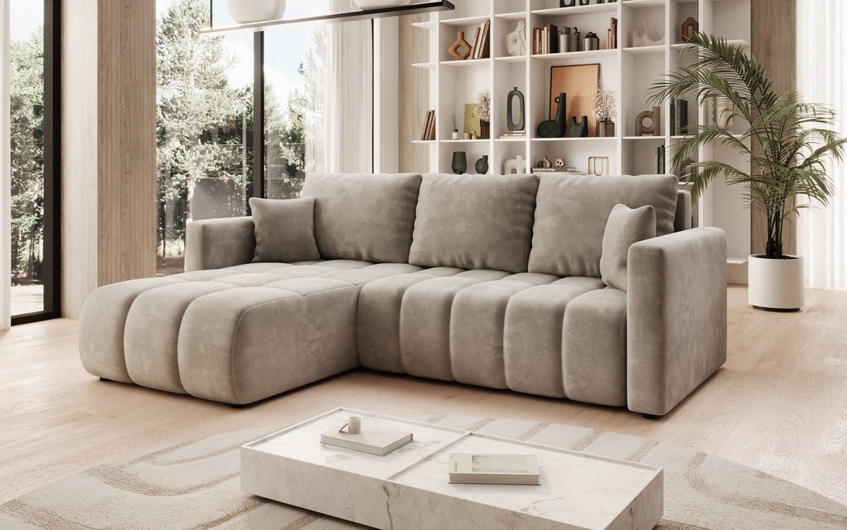 Designer Sofa Beatrice L mat Schloof- a Klappfunktioun a Samt