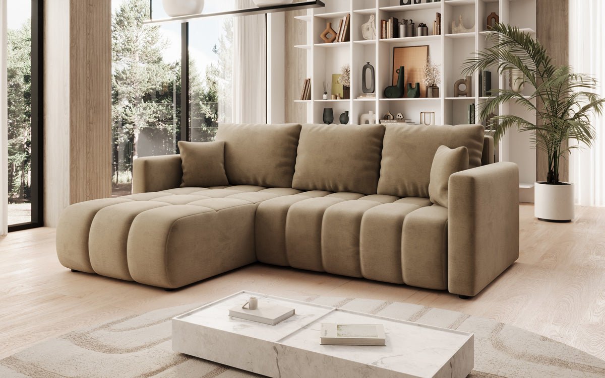 Designer Sofa Beatrice L mat Schloof- a Klappfunktioun a Samt