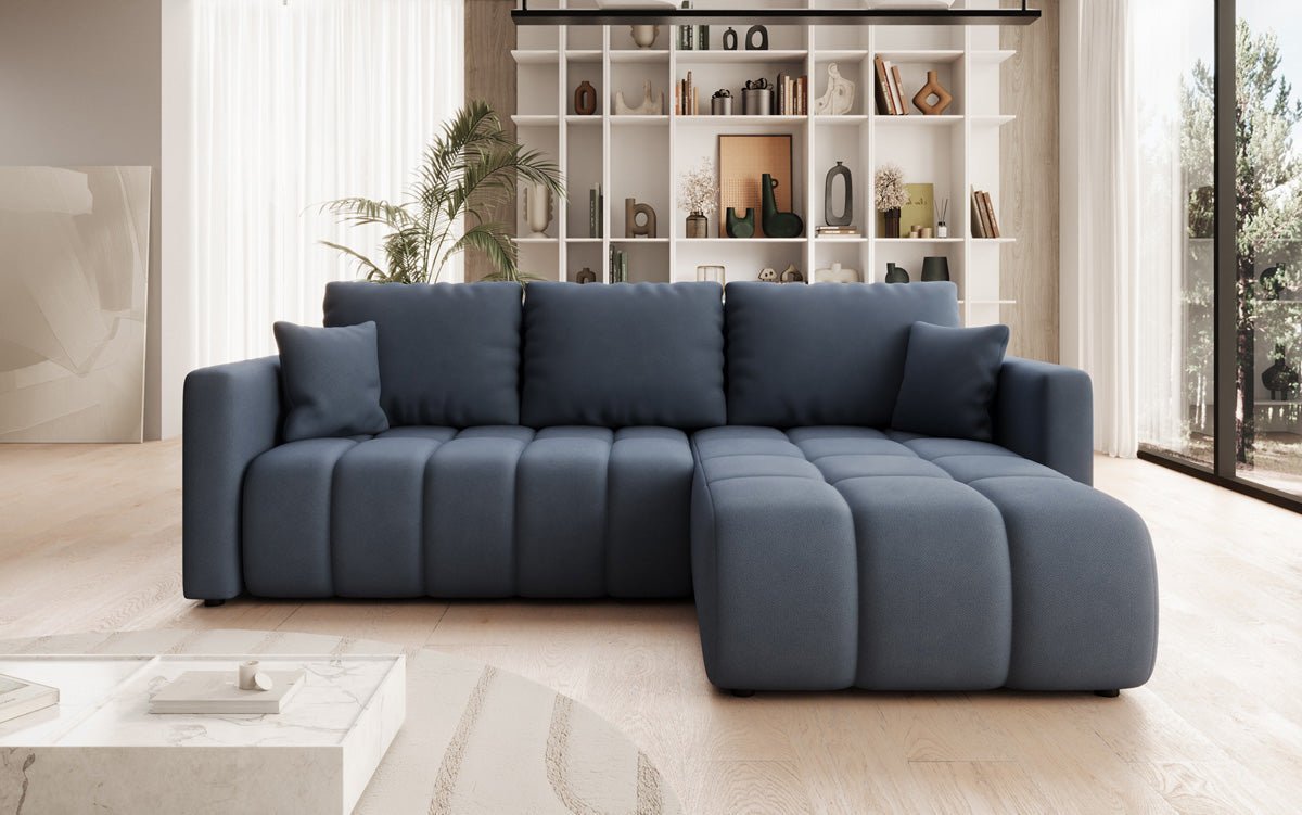 Designer Sofa Beatrice L mit Schlaf- und Klappfunktion in Stoff