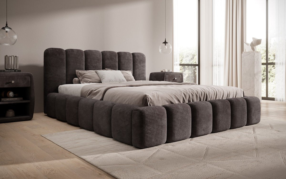 Designert Polsterbett Tevara a Cord mat Stauplaz