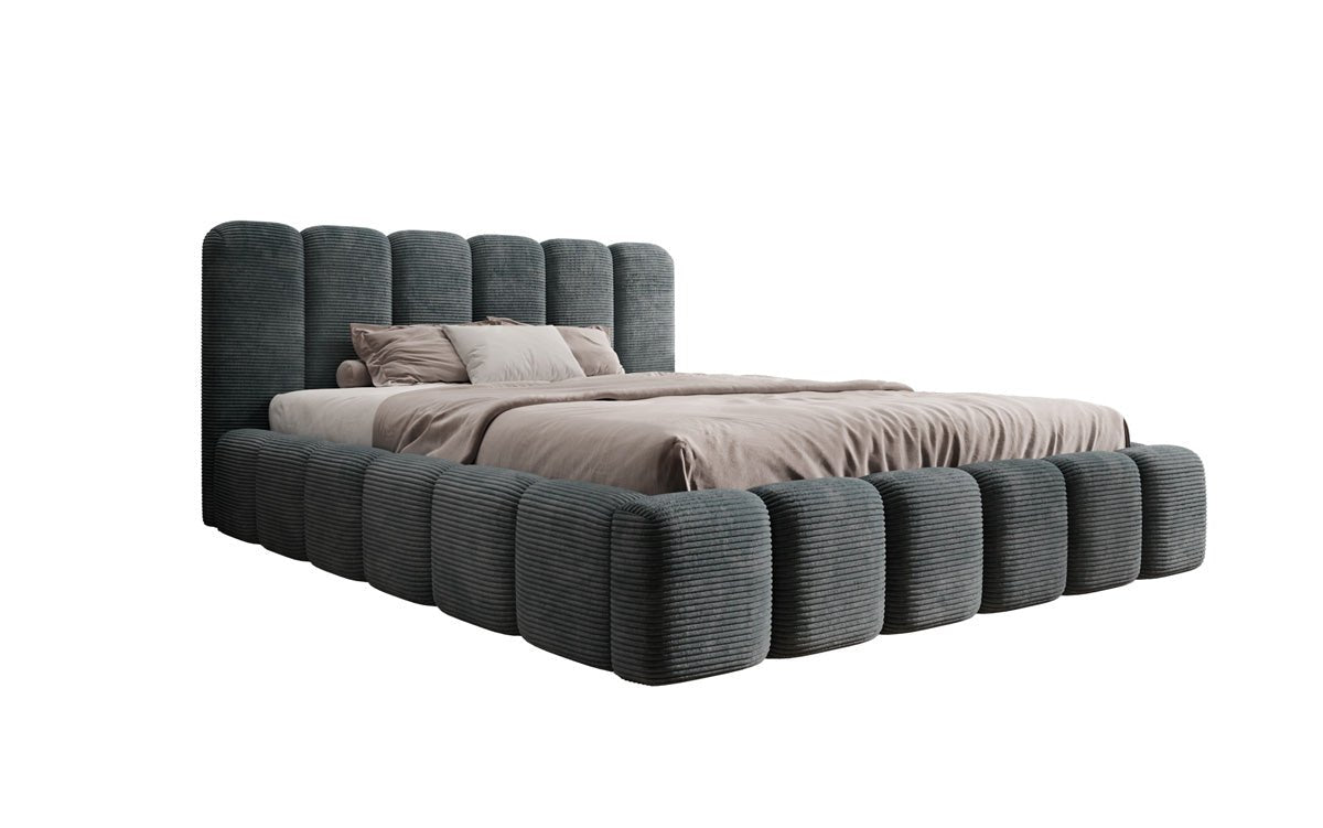 Designert Polsterbett Tevara a Cord mat Stauplaz