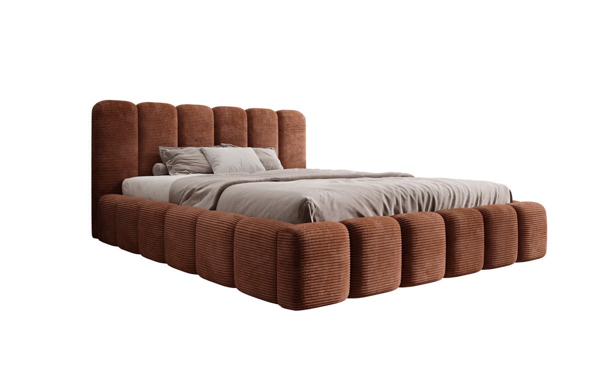 Designert Polsterbett Tevara a Cord mat Stauplaz
