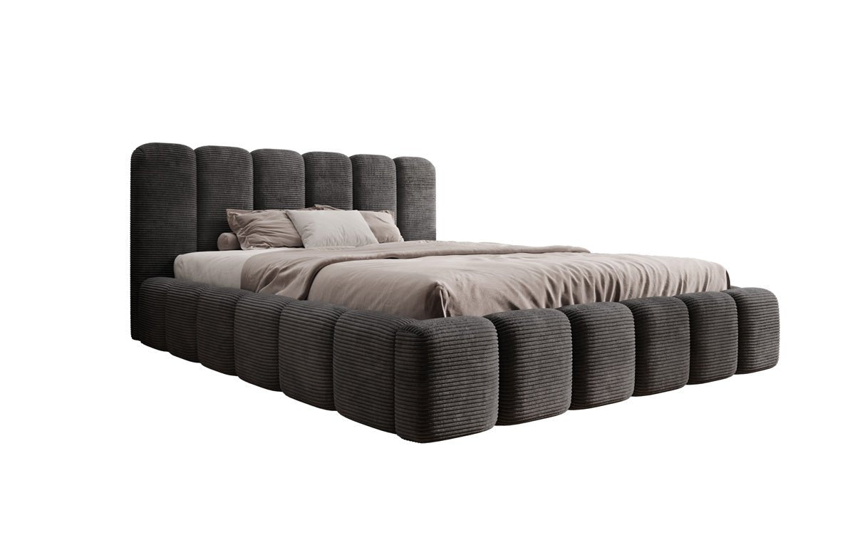 Designert Polsterbett Tevara a Cord mat Stauplaz