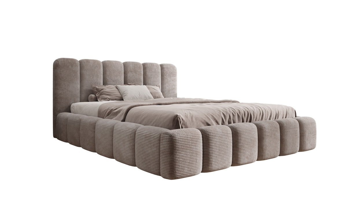 Designert Polsterbett Tevara a Cord mat Stauplaz