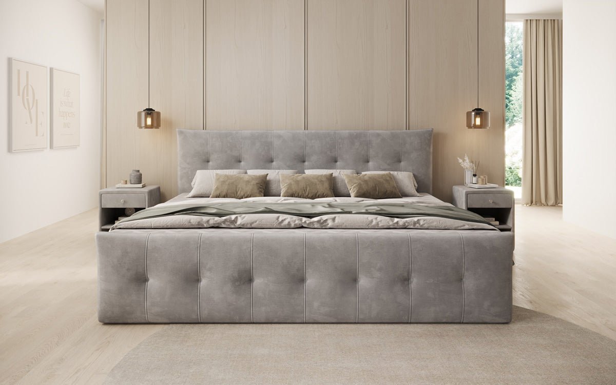 Famillje Boxspringbett Valenza – 220/240x200 mat Späicherplaz a Samt