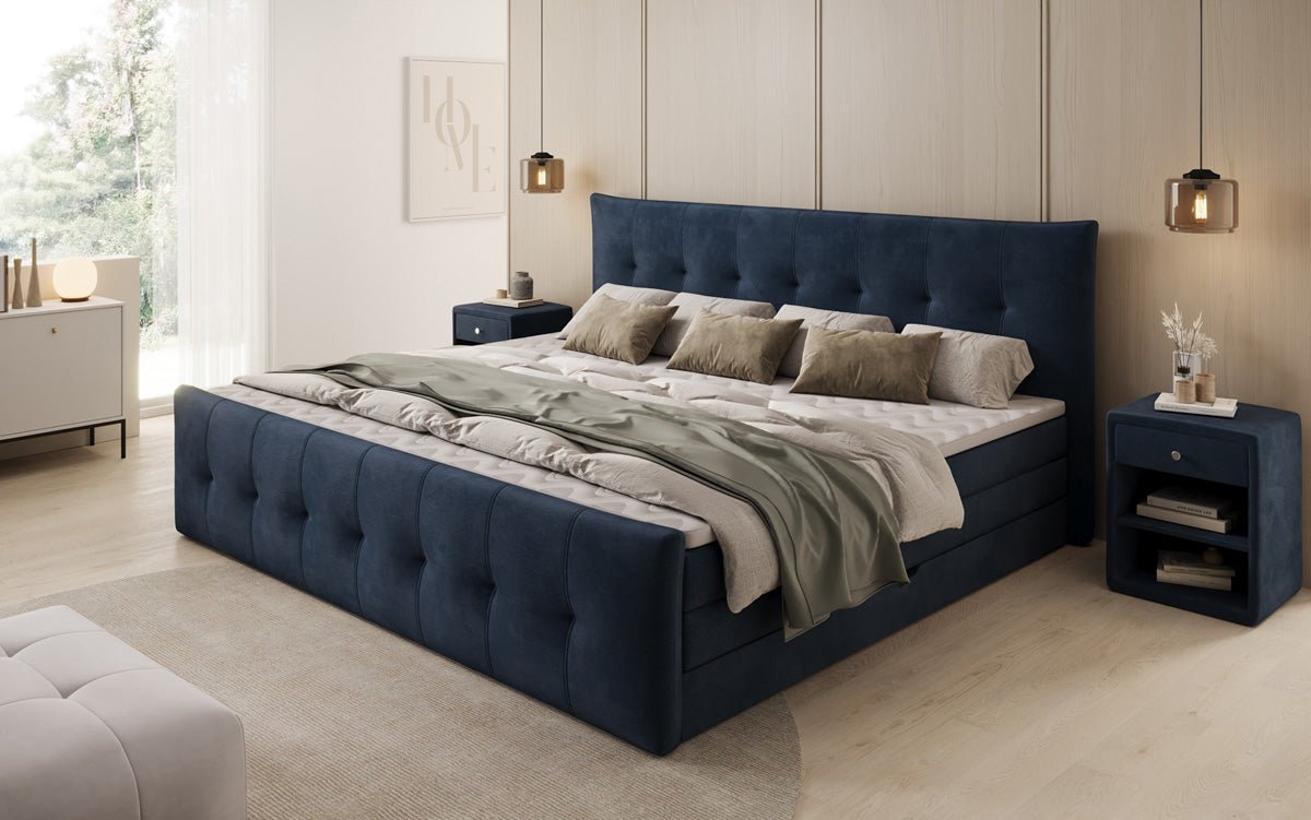 Famillje Boxspringbett Valenza – 220/240x200 mat Späicherplaz a Samt