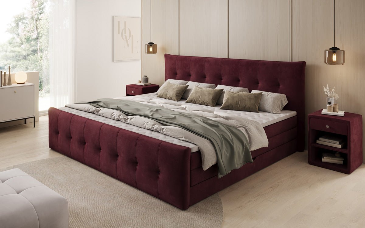 Famillje Boxspringbett Valenza – 220/240x200 mat Späicherplaz a Samt