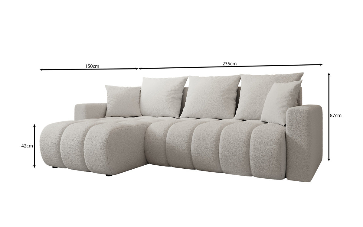 Designer Sofa Giulio L mit Schlaf- und Klappfunktion in Bouclé