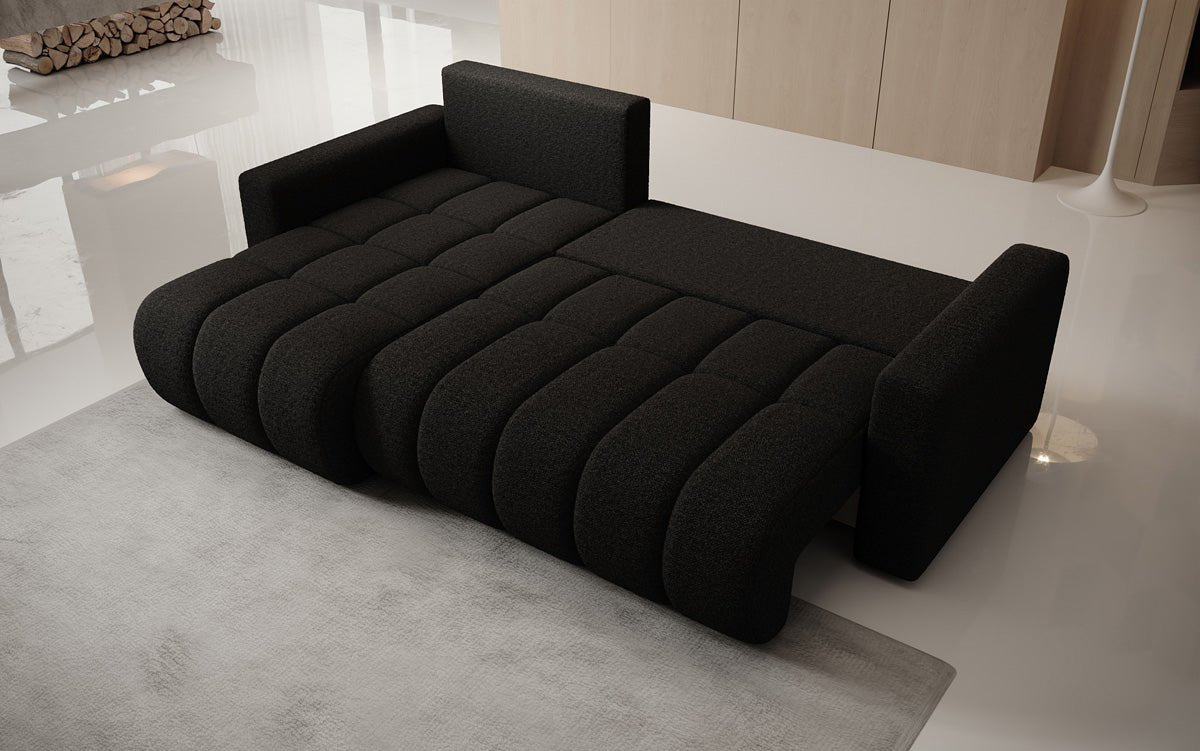 Designer Sofa Giulio L mit Schlaf- und Klappfunktion in Bouclé