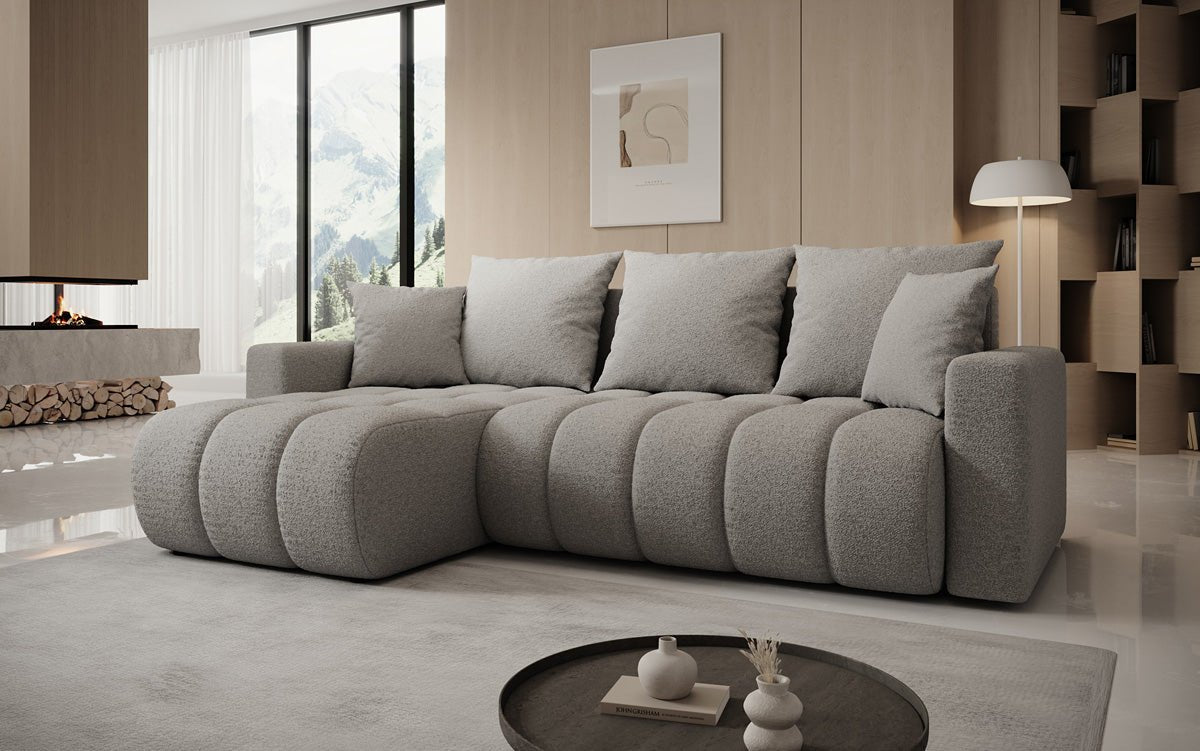 Designer Sofa Giulio L mit Schlaf- und Klappfunktion in Bouclé