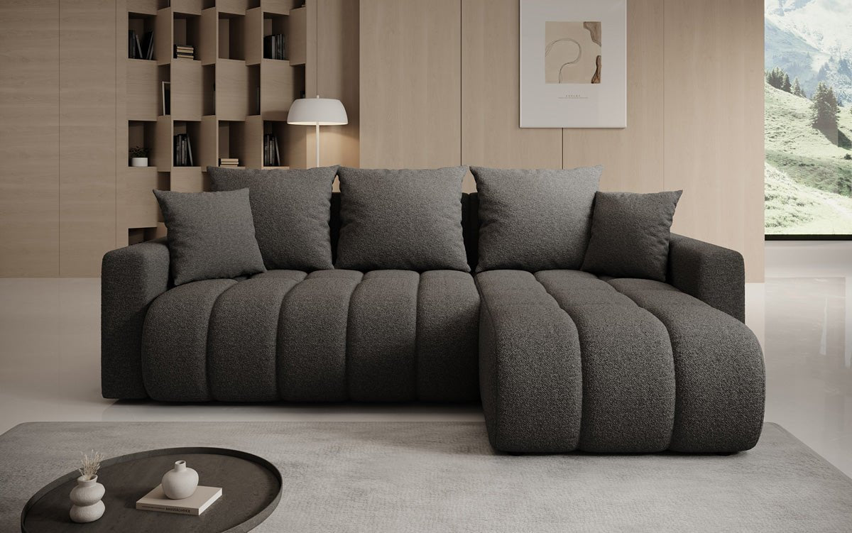 Designer Sofa Giulio L mit Schlaf- und Klappfunktion in Bouclé