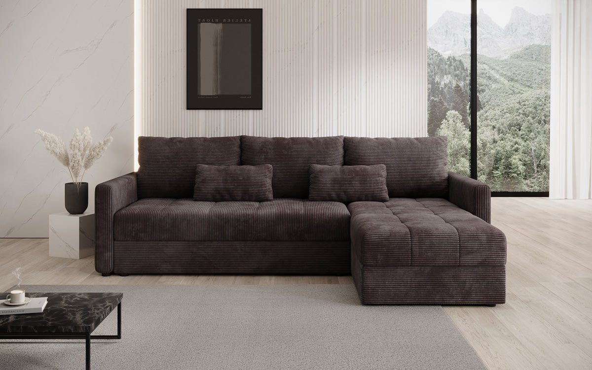 Designersofas Roma aus Cord mat Schloof- a Klappfunktioun