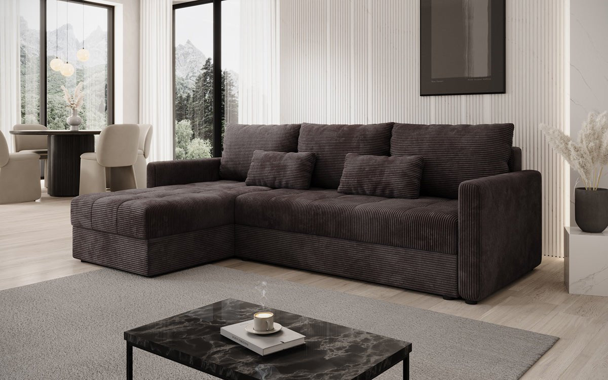 Designersofas Roma aus Cord mat Schloof- a Klappfunktioun