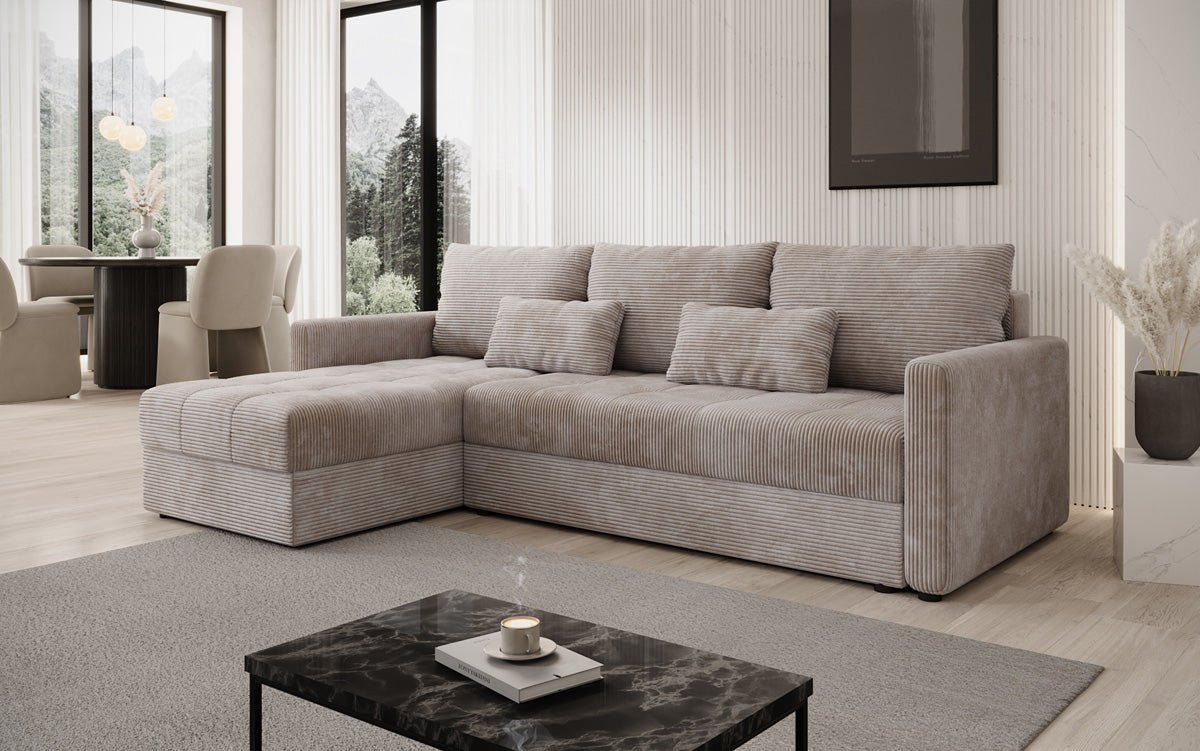 Designersofas Roma aus Cord mat Schloof- a Klappfunktioun