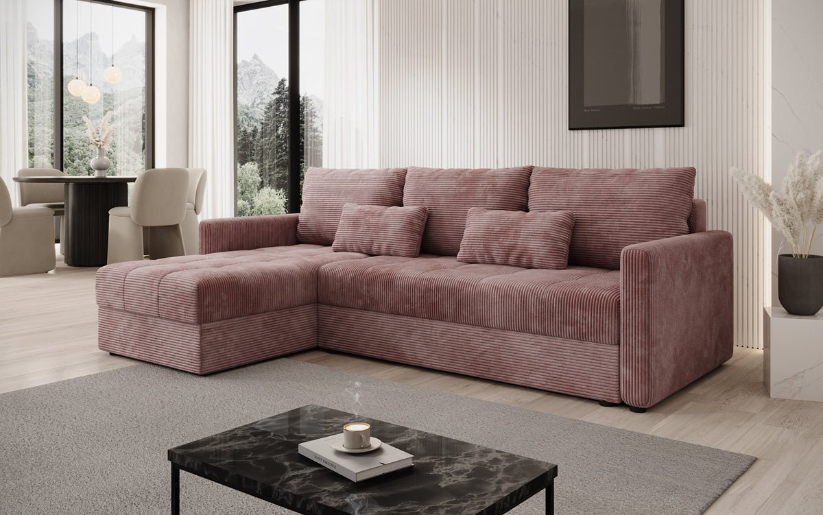 Designersofas Roma aus Cord mat Schloof- a Klappfunktioun