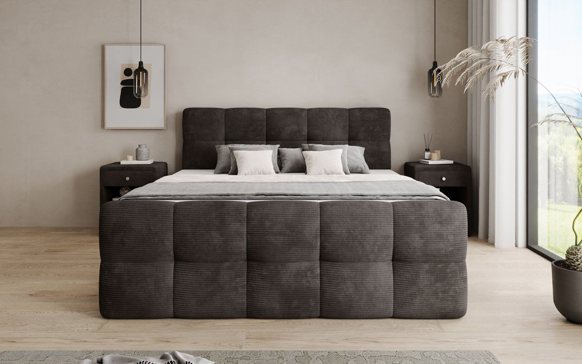 Boxspringbett Cozy in Cord mit Stauraum