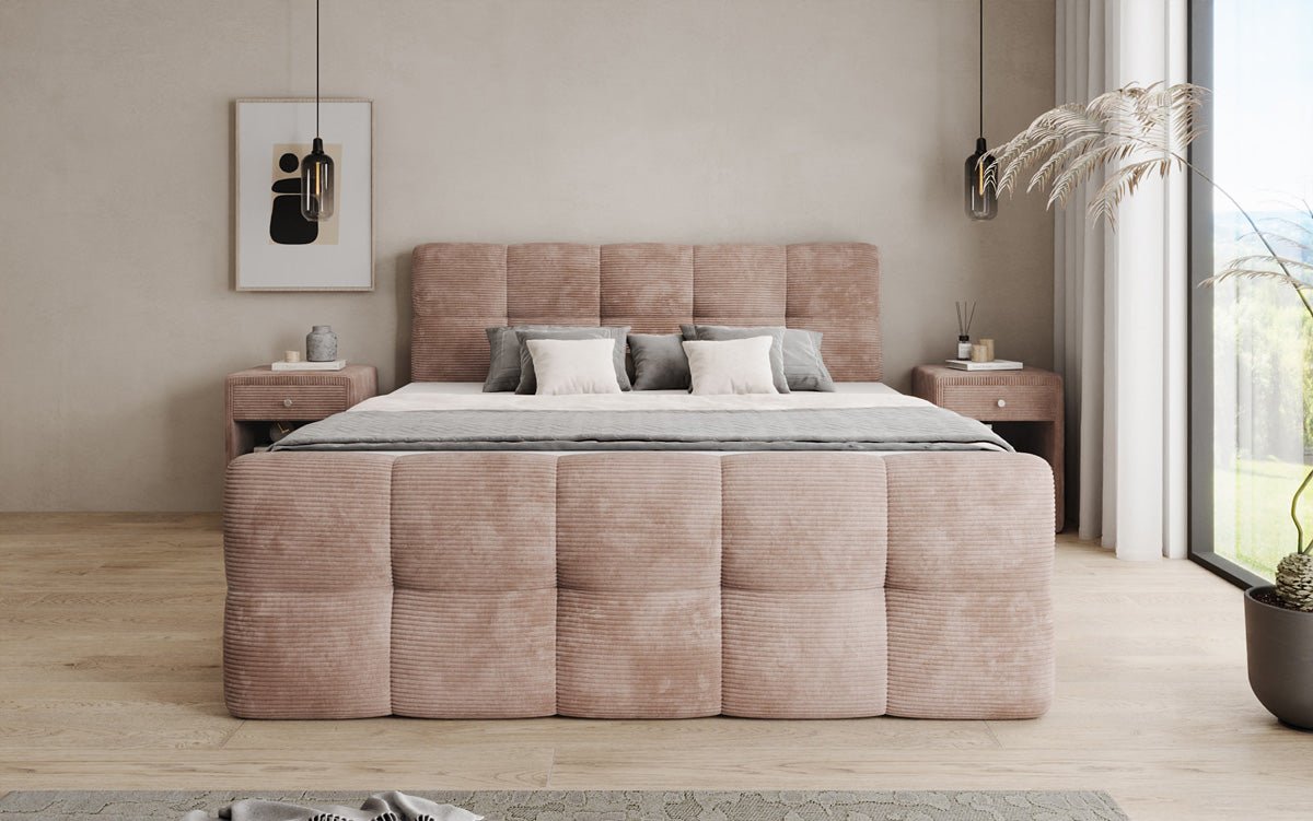 Boxspringbett Cozy in Cord mit Stauraum