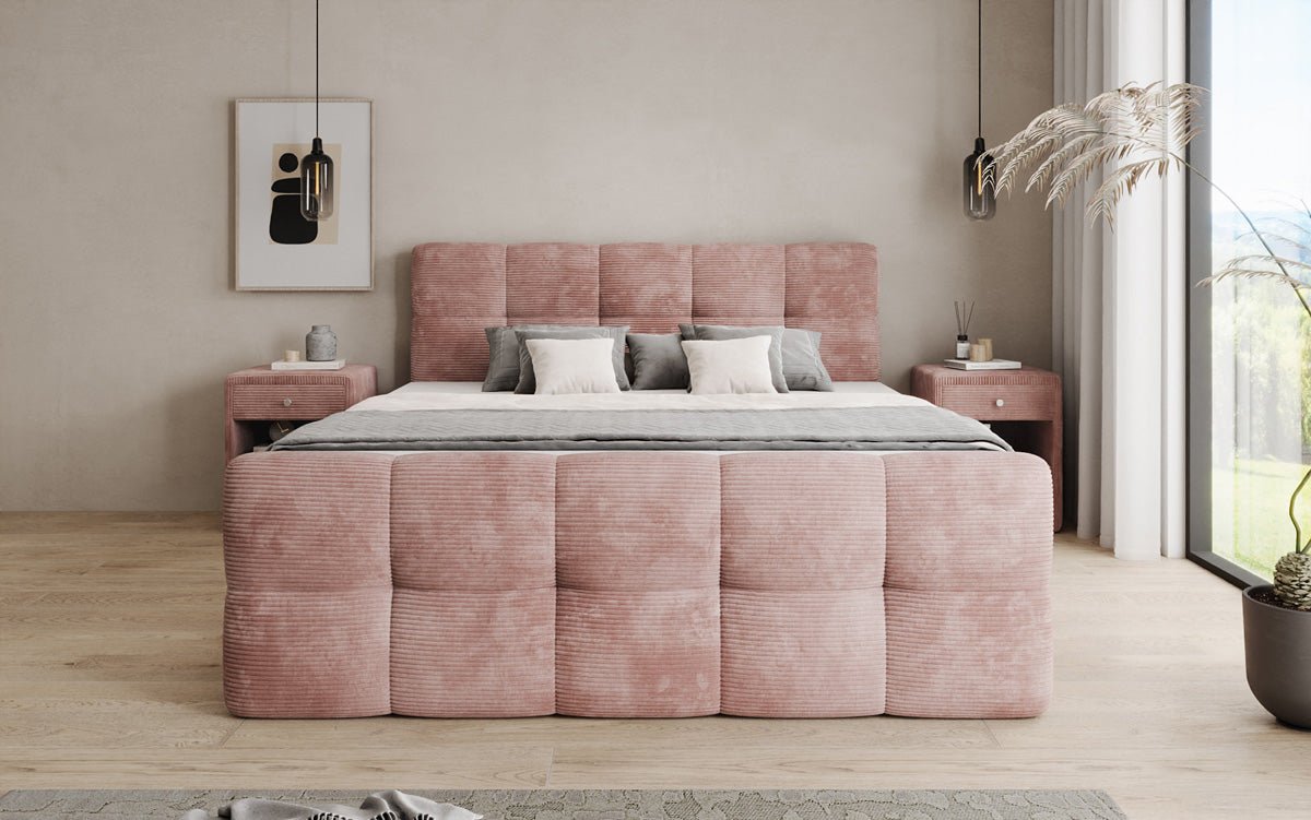 Boxspringbett Cozy in Cord mit Stauraum