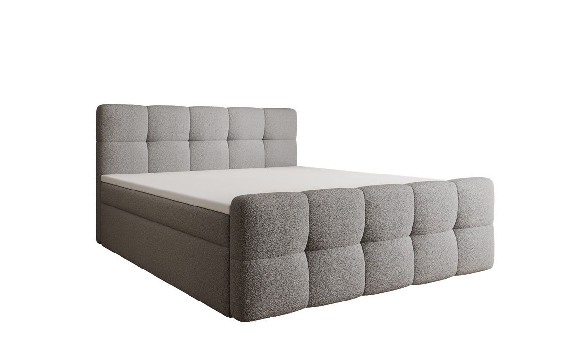 Boxspringbett Cozy in Teddy Bouclé mit Stauraum