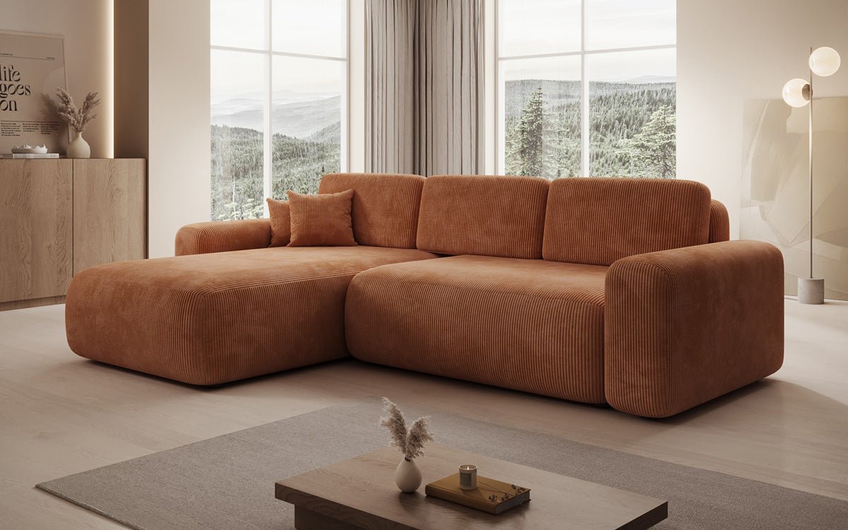 Designer Sofa Lola mit Schlaf- und Klappfunktion in Cord