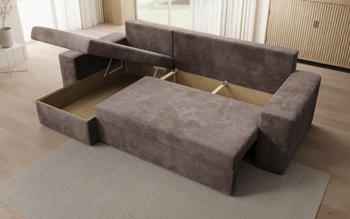 Designer Sofa Denver Cord mat Schloof- a Klapfunktioun