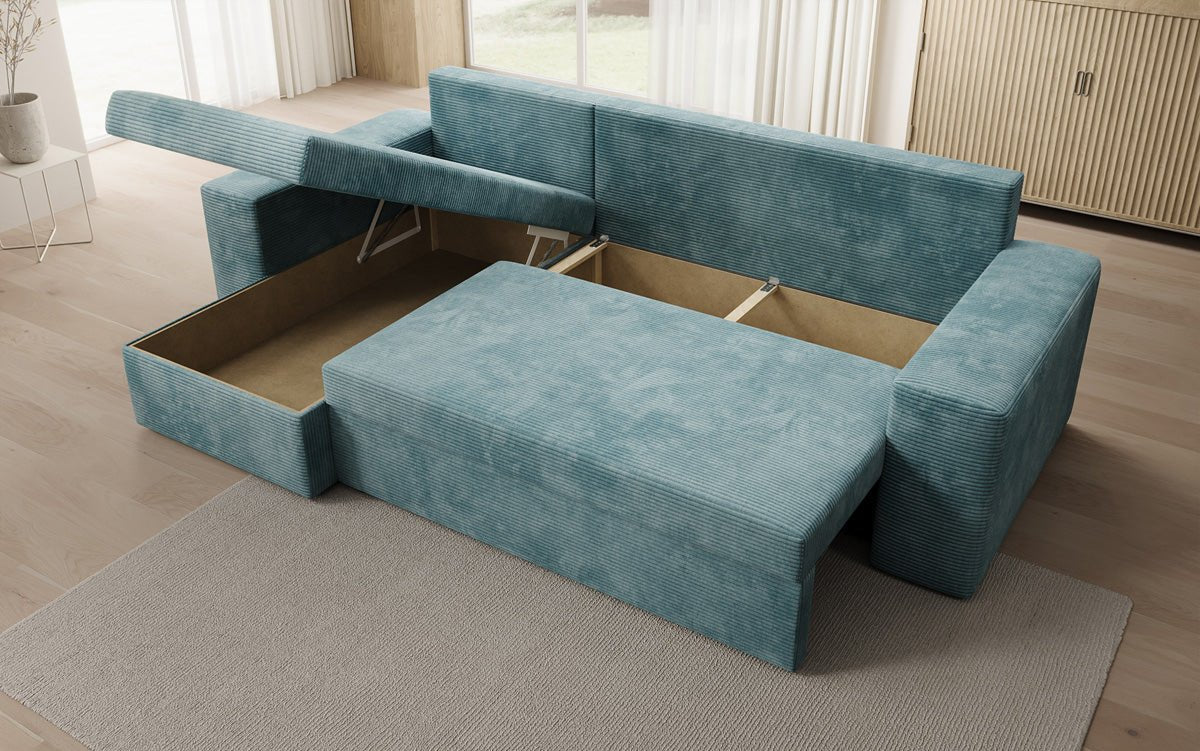 Designer Sofa Denver Cord mat Schloof- a Klapfunktioun