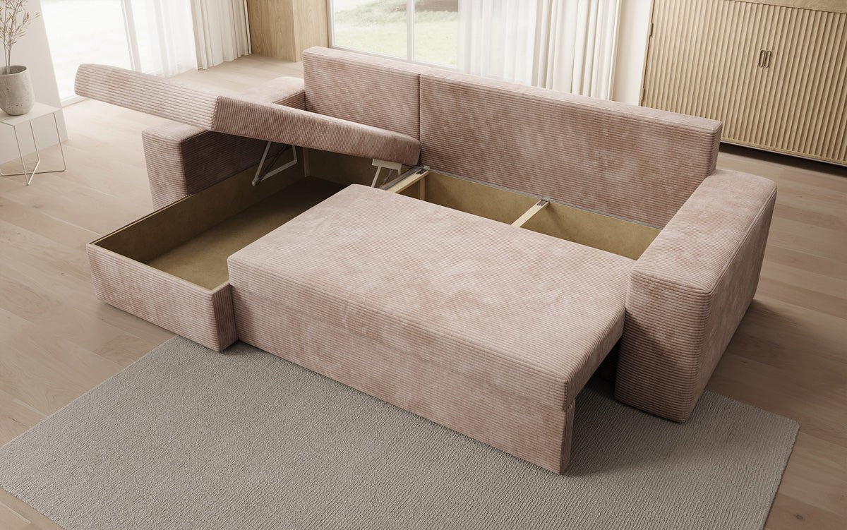 Designer Sofa Denver Cord mat Schloof- a Klapfunktioun