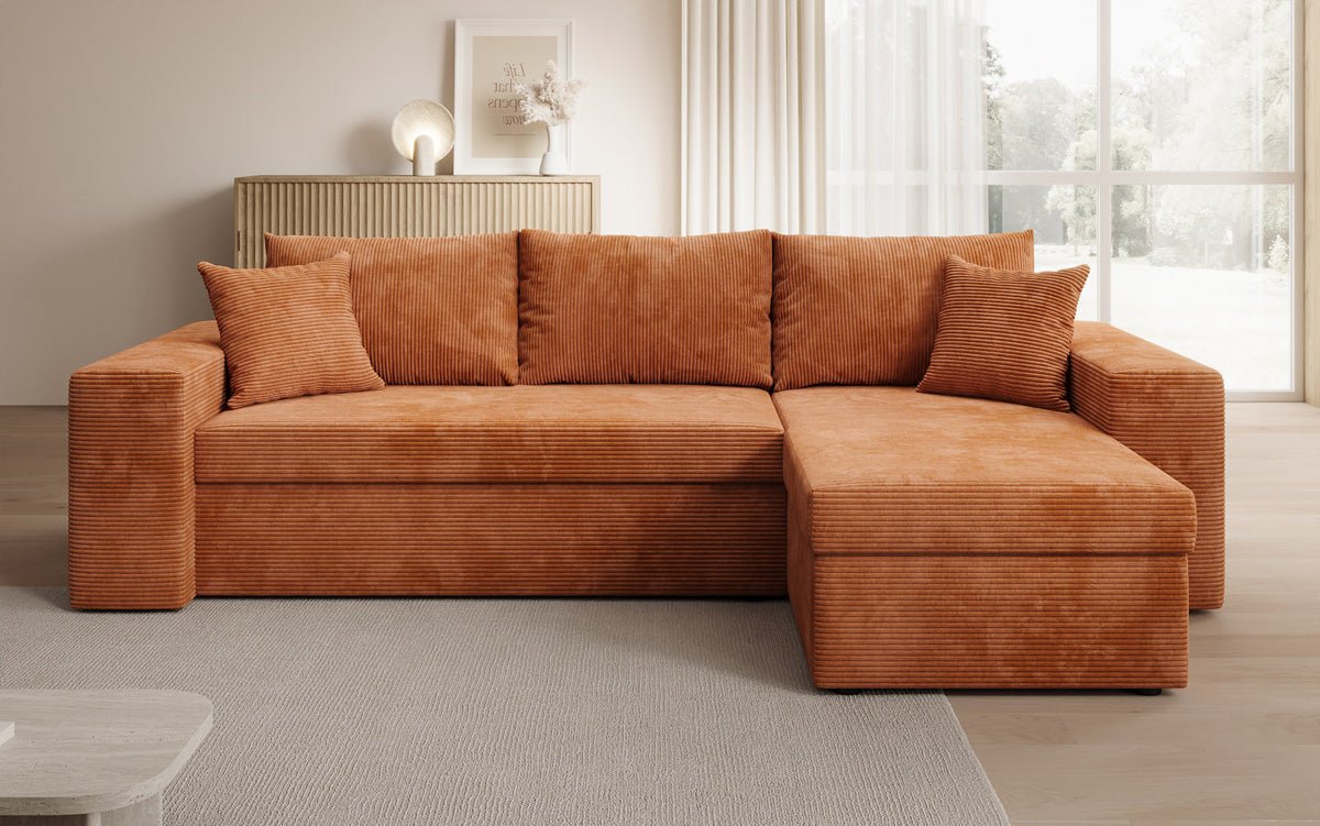 Designer Sofa Denver Cord mat Schloof- a Klapfunktioun