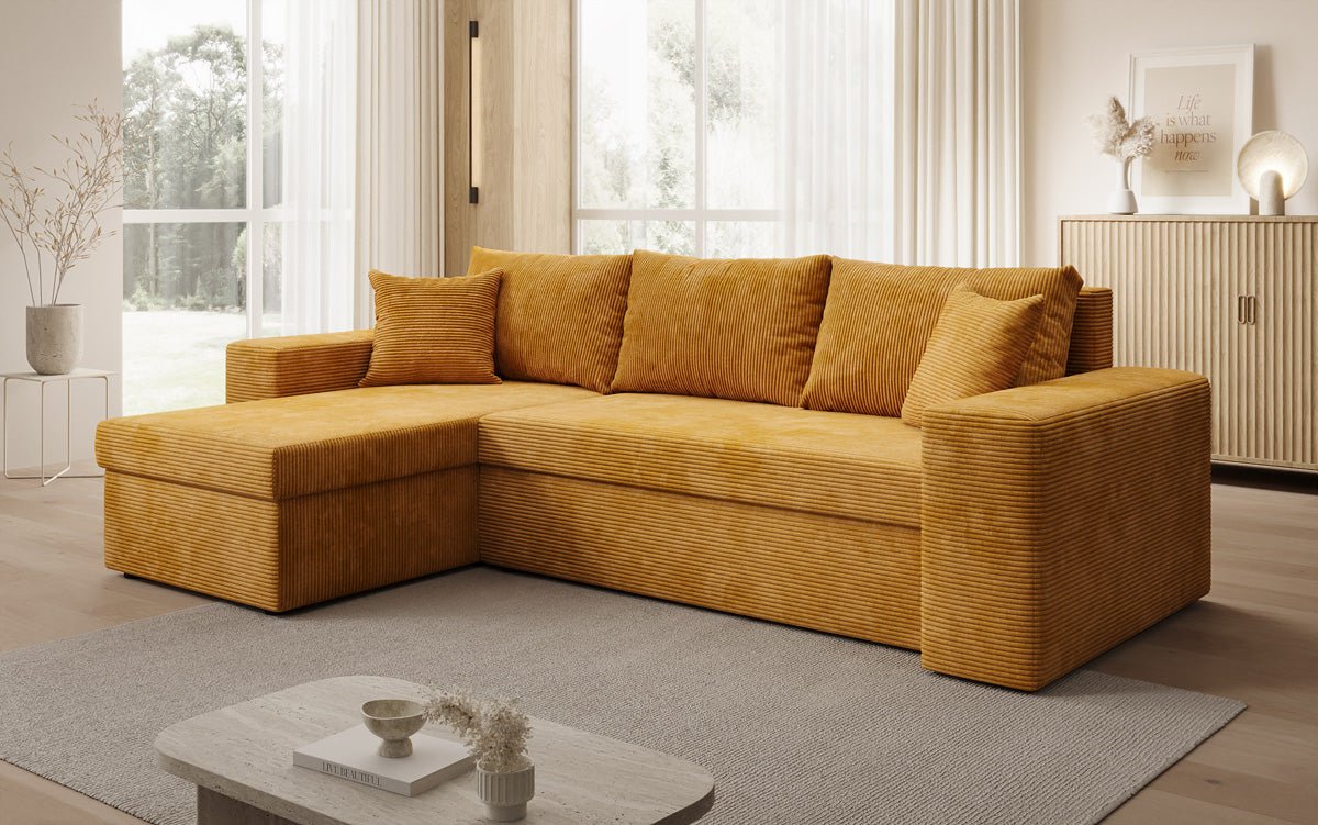 Designer Sofa Denver Cord mat Schloof- a Klapfunktioun