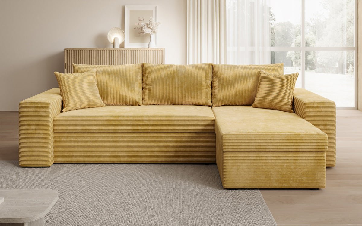 Designer Sofa Denver Cord mat Schloof- a Klapfunktioun