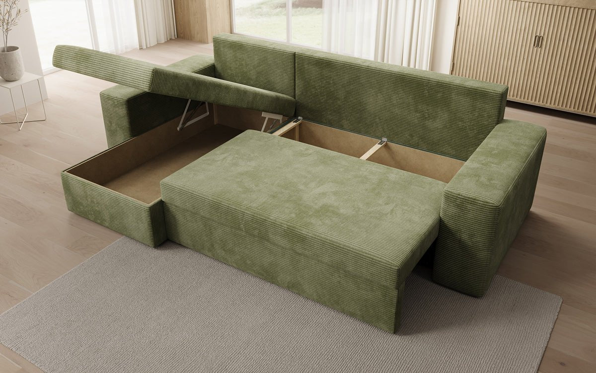 Designer Sofa Denver Cord mat Schloof- a Klapfunktioun