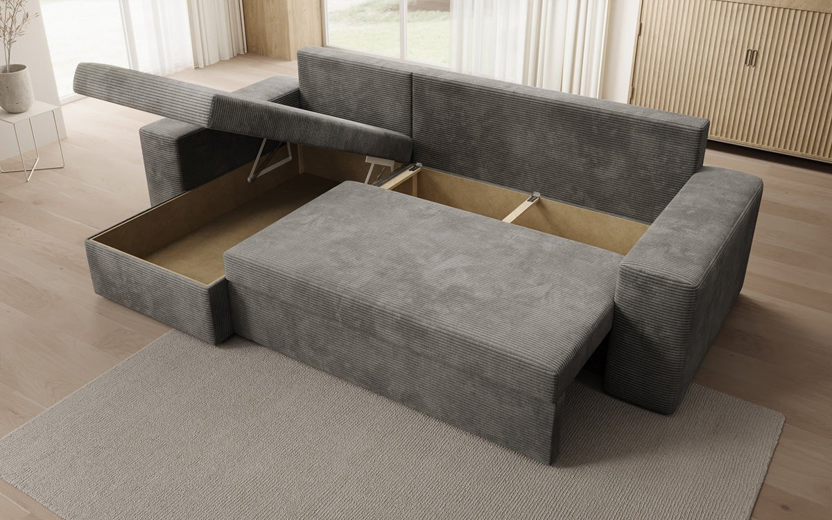 Designer Sofa Denver Cord mat Schloof- a Klapfunktioun