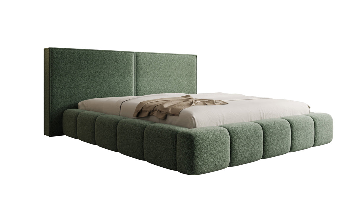 Designer Polsterbett Elise in Strukturstoff mit Stauraum