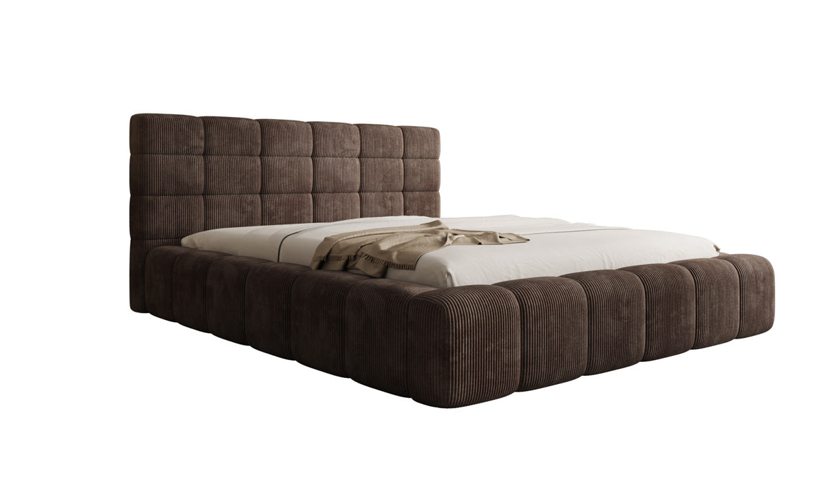 Designer-Polsterbett Marshmallow aus Cord mat Stauraum
