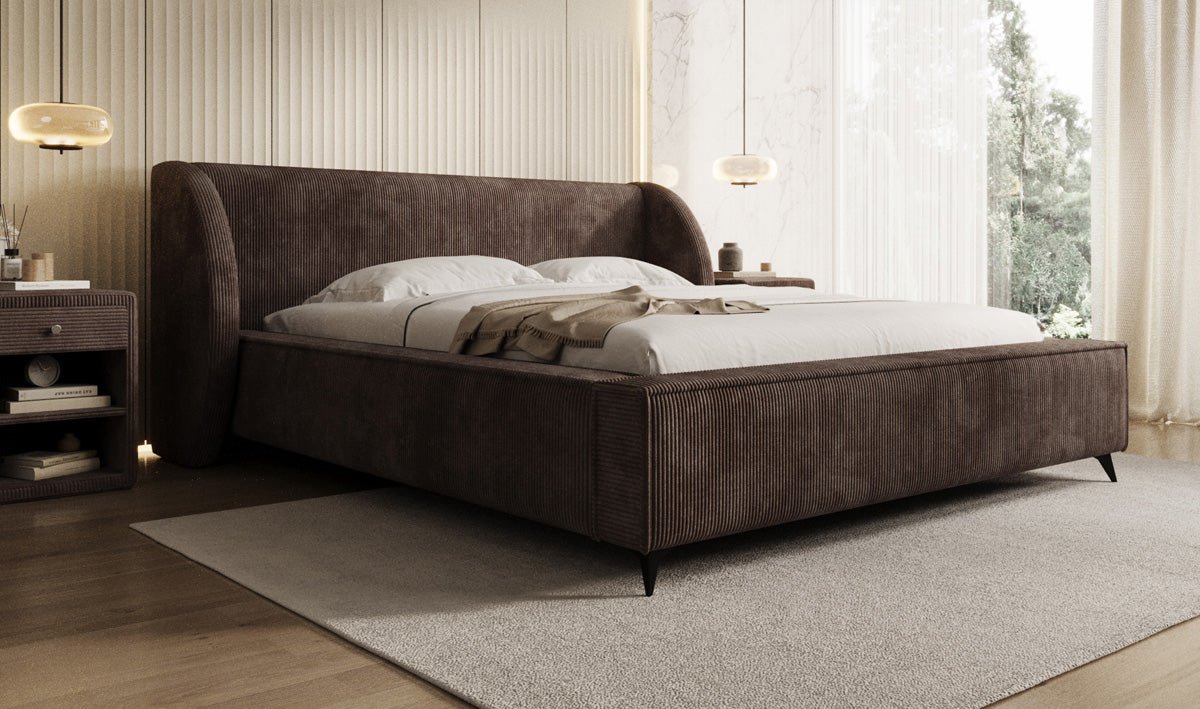 Designer-Polsterbett Freya Cord mat Späicherplaz