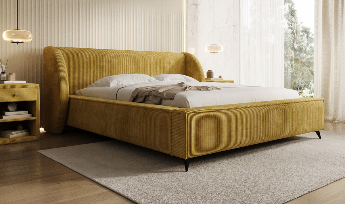 Designer Polsterbett Freya Cord mit Stauraum