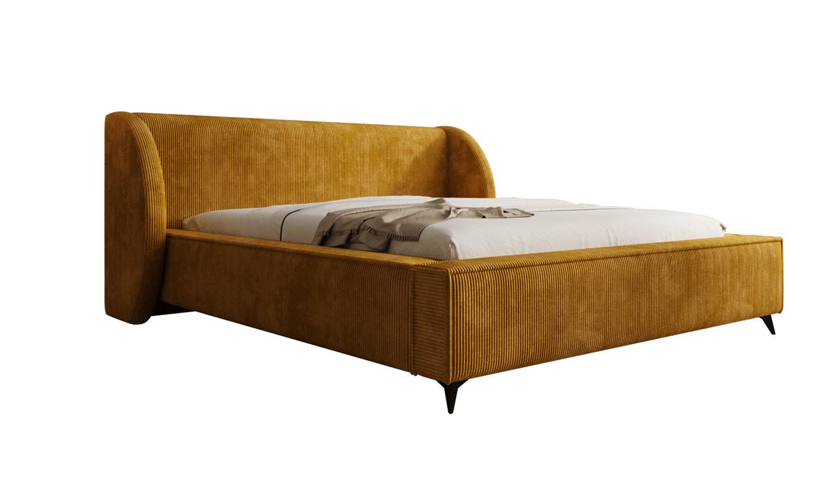 Designer-Polsterbett Freya Cord mat Späicherplaz
