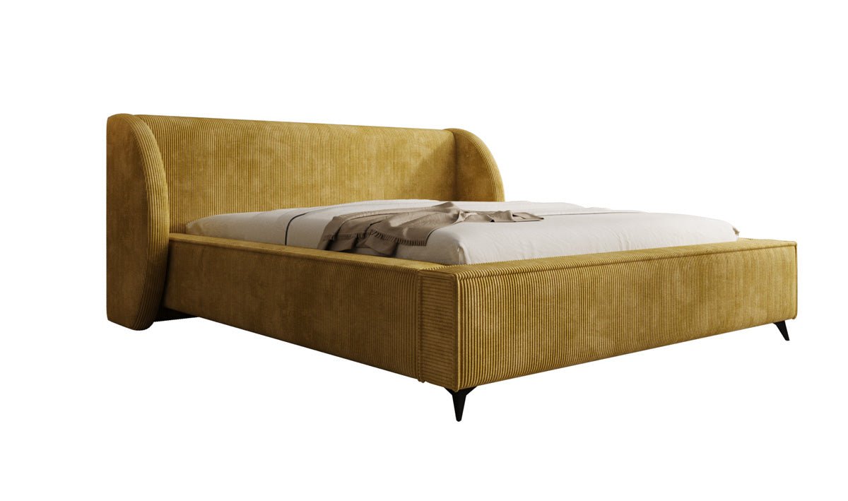 Designer-Polsterbett Freya Cord mat Späicherplaz