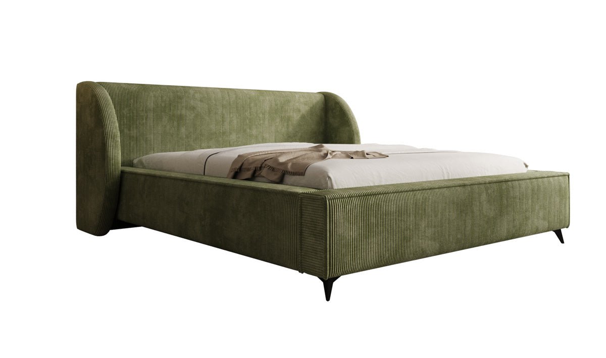 Designer-Polsterbett Freya Cord mat Späicherplaz