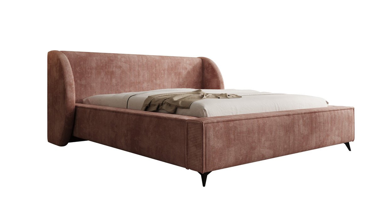 Designer-Polsterbett Freya Cord mat Späicherplaz