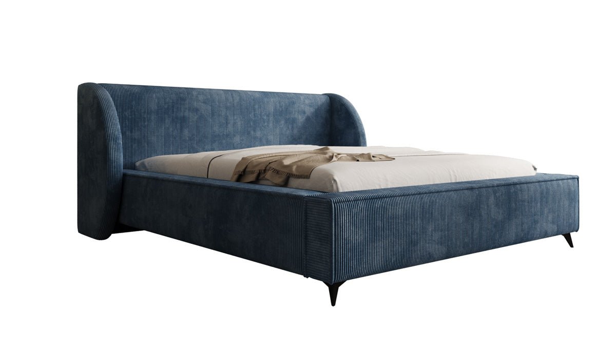 Designer-Polsterbett Freya Cord mat Späicherplaz